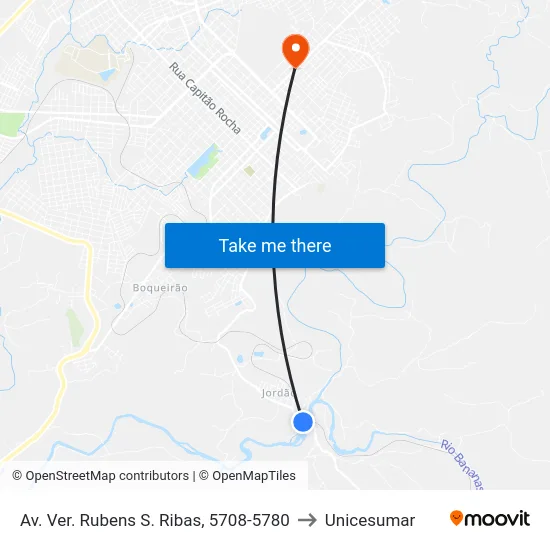 Av. Ver. Rubens S. Ribas, 5708-5780 to Unicesumar map