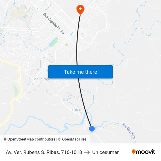 Av. Ver. Rubens S. Ribas, 716-1018 to Unicesumar map