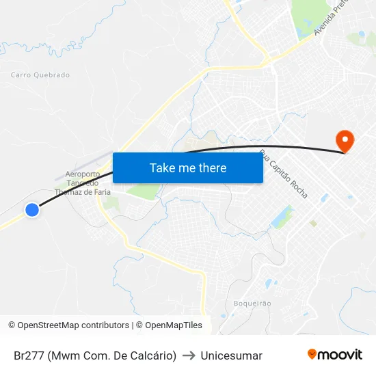 Br277 (Mwm Com. De Calcário) to Unicesumar map