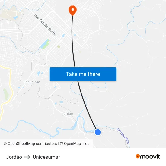 Jordão to Unicesumar map