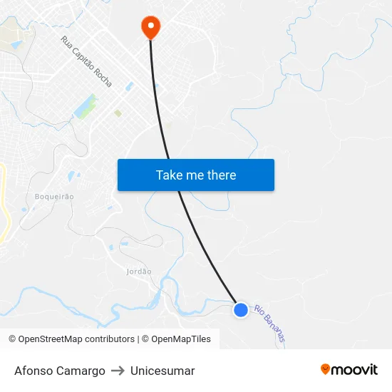 Afonso Camargo to Unicesumar map