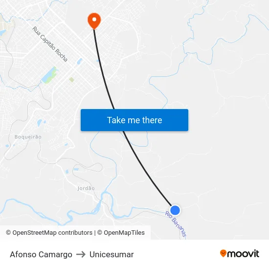 Afonso Camargo to Unicesumar map