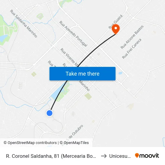 R. Coronel Saldanha, 81 (Mercearia Bom Jesus) to Unicesumar map