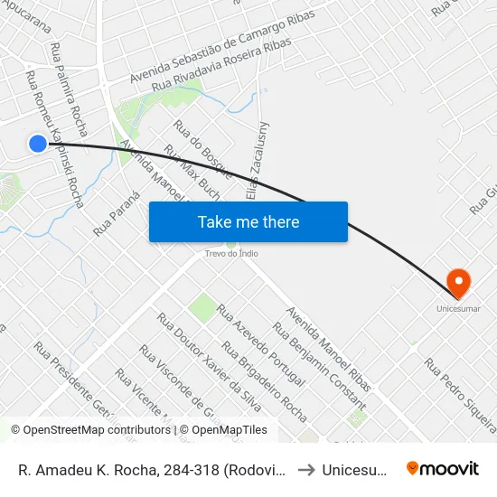 R. Amadeu K. Rocha, 284-318 (Rodoviária) to Unicesumar map