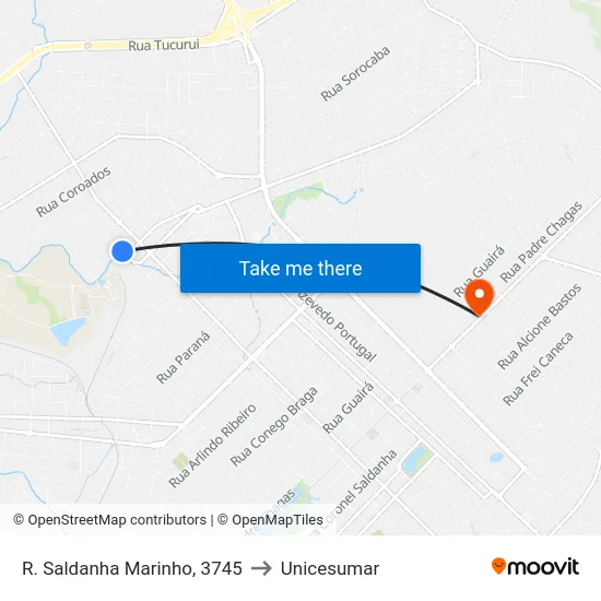 R. Saldanha Marinho, 3745 to Unicesumar map