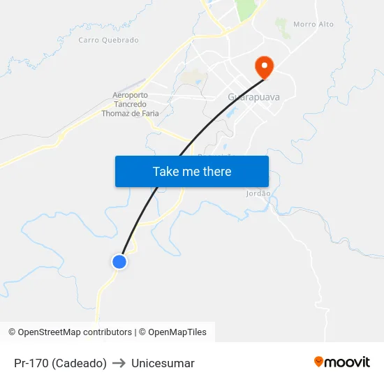 Pr-170 (Cadeado) to Unicesumar map