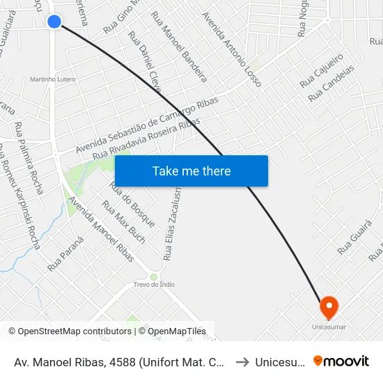 Av. Manoel Ribas, 4588 (Unifort Mat. Construção) to Unicesumar map