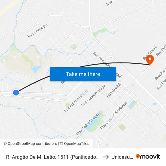 R. Aragão De M. Leão, 1511 (Panificadora Prestígio) to Unicesumar map
