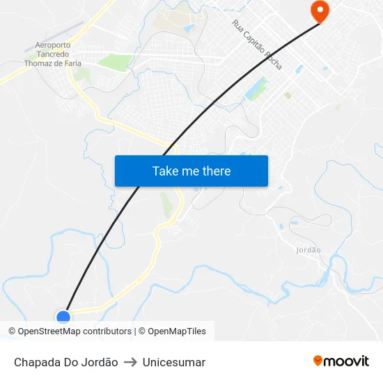 Chapada Do Jordão to Unicesumar map