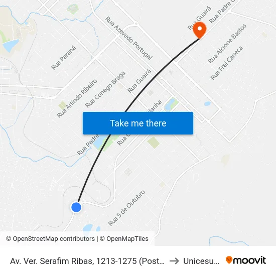 Av. Ver. Serafim Ribas, 1213-1275 (Posto Guapo) to Unicesumar map