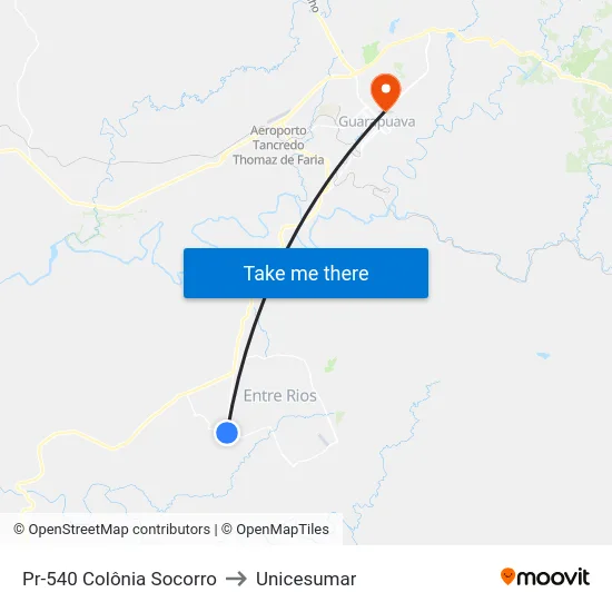 Pr-540 Colônia Socorro to Unicesumar map