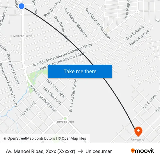 Av. Manoel Ribas, Xxxx (Xxxxxr) to Unicesumar map