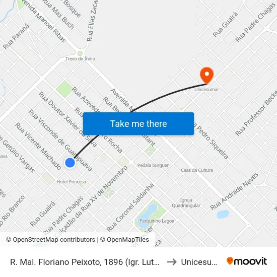 R. Mal. Floriano Peixoto, 1896 (Igr. Luterana) to Unicesumar map