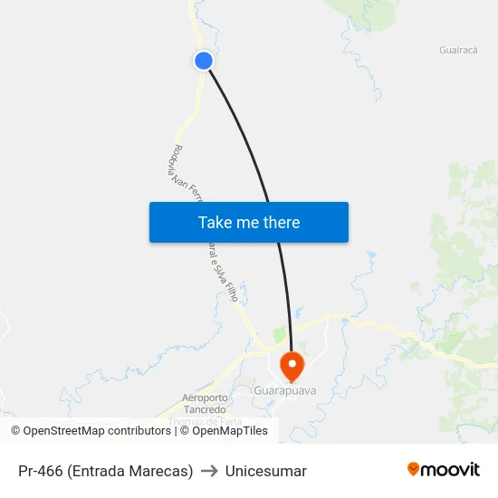 Pr-466 (Entrada Marecas) to Unicesumar map
