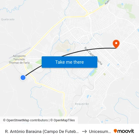 R. Antônio Baraúna (Campo De Futebol) to Unicesumar map
