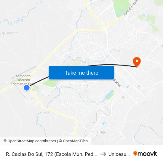 R. Caxias Do Sul, 172 (Escola Mun. Pedro Itararé) to Unicesumar map