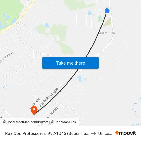 Rua Dos Professores, 992-1046 (Supermercado 2000 Lado Oposto) to Unicesumar map