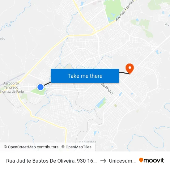 Rua Judite Bastos De Oliveira, 930-1678 to Unicesumar map