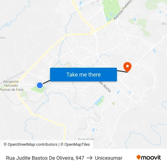Rua Judite Bastos De Oliveira, 947 to Unicesumar map