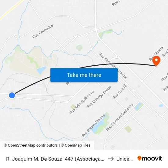 R. Joaquim M. De Souza, 447 (Associação Atlética Santa Maria) to Unicesumar map