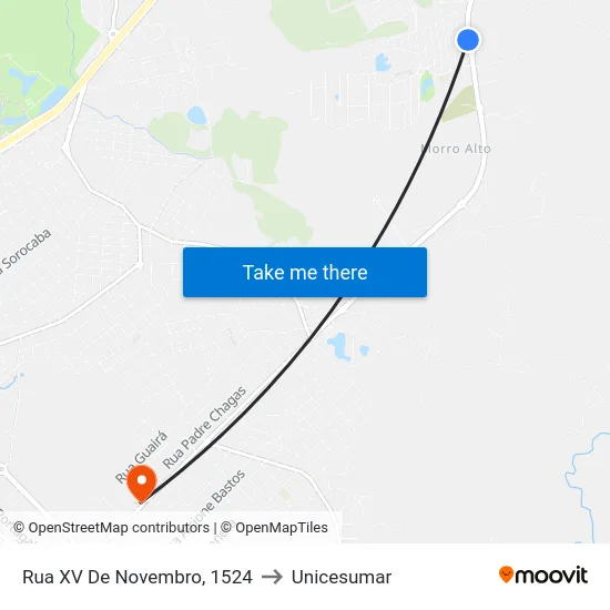 Rua XV De Novembro, 1524 to Unicesumar map