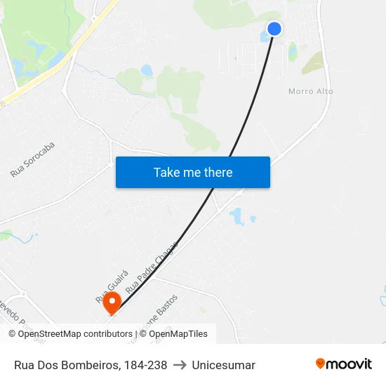 Rua Dos Bombeiros, 184-238 to Unicesumar map