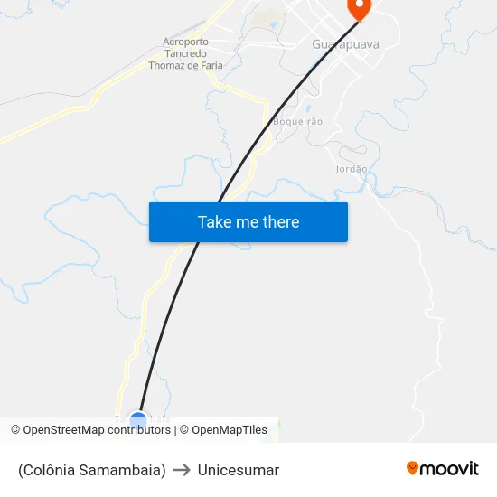 (Colônia Samambaia) to Unicesumar map