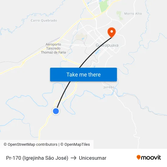 Pr-170 (Igrejinha São José) to Unicesumar map
