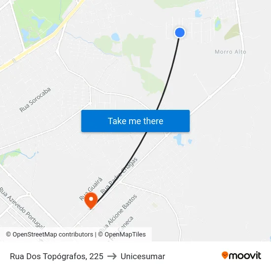 Rua Dos Topógrafos, 225 to Unicesumar map