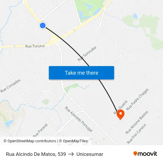 Rua Alcindo De Matos, 539 to Unicesumar map