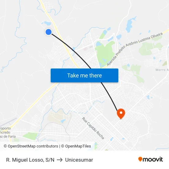 R. Miguel Losso, S/N to Unicesumar map