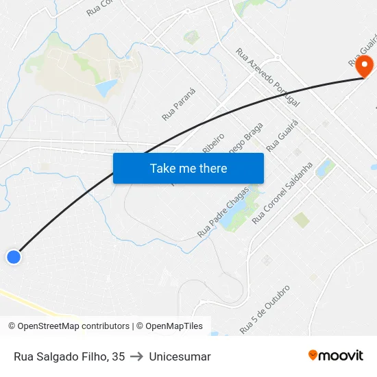 Rua Salgado Filho, 35 to Unicesumar map