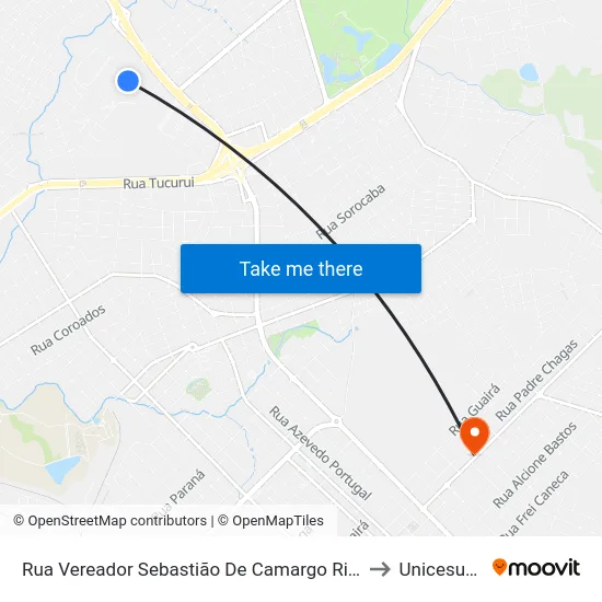 Rua Vereador Sebastião De Camargo Ribas, 201 to Unicesumar map