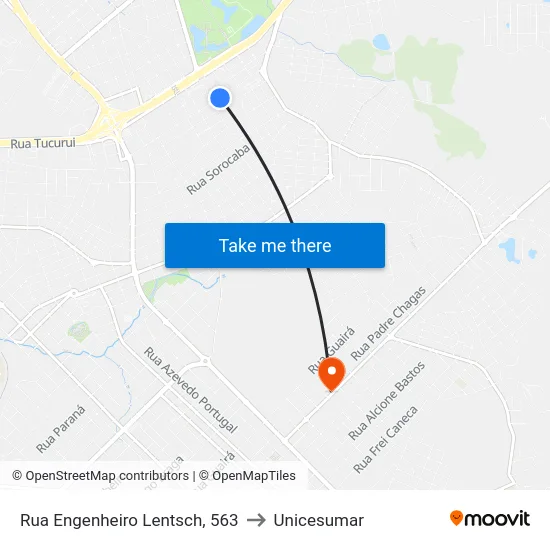 Rua Engenheiro Lentsch, 563 to Unicesumar map