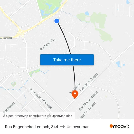 Rua Engenheiro Lentsch, 344 to Unicesumar map