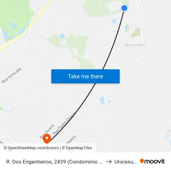 R. Dos Engenheiros, 2439 (Condomínio Porto Real) to Unicesumar map