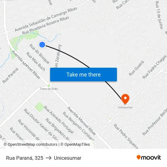 Rua Paraná, 325 to Unicesumar map