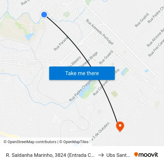 R. Saldanha Marinho, 3824 (Entrada Campus Cedeteg) to Ubs Santa Cruz map