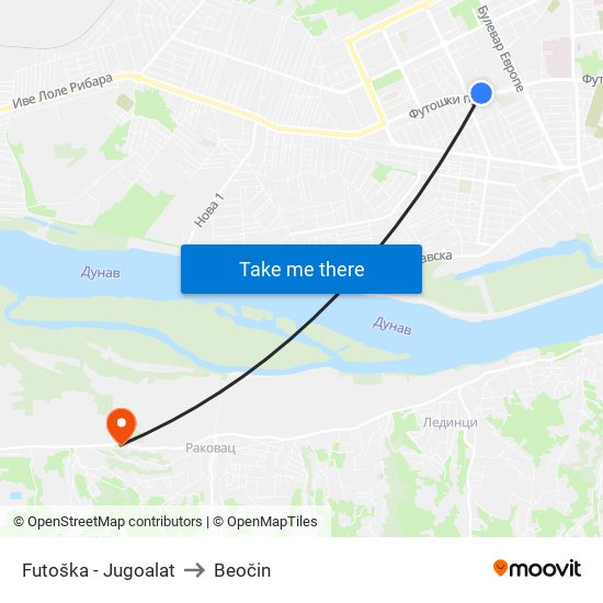 Futoška - Jugoalat to Beočin map