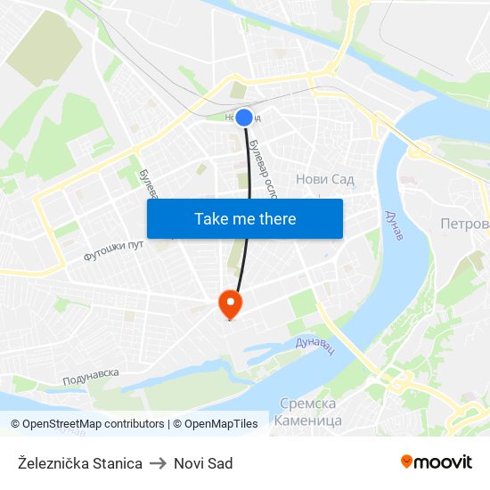 Železnička Stanica to Novi Sad map