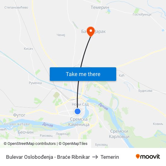 Bulеvar Oslobođenja - Braće Ribnikar to Temerin map