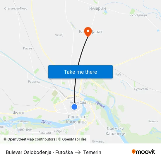 Bulеvar Oslobođenja - Futoška to Temerin map