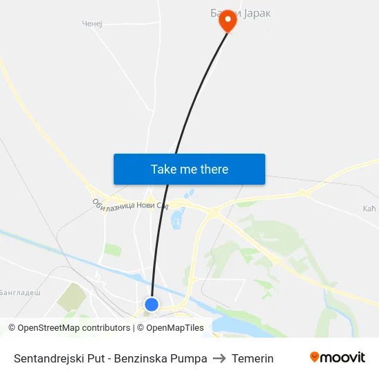Sentandrejski Put - Benzinska Pumpa to Temerin map