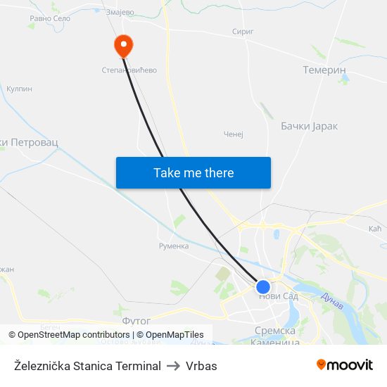 Železnička Stanica Terminal to Vrbas map