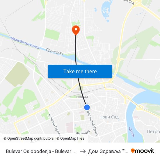 Bulеvar Oslobođenja - Bulevar Kralja Petra I to Дом Здравља ""Клиса"" map