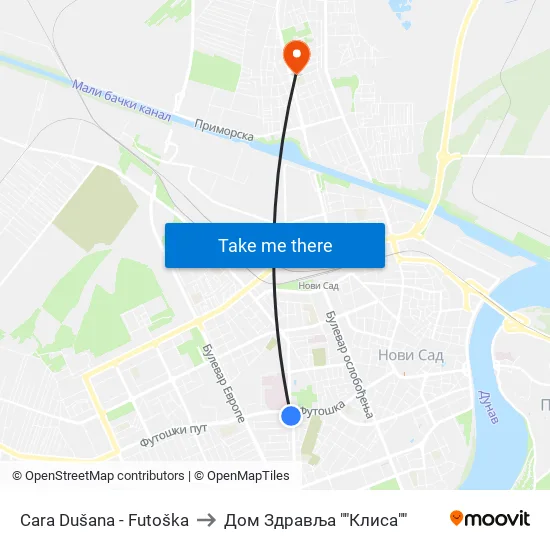 Cara Dušana - Futoška to Дом Здравља ""Клиса"" map