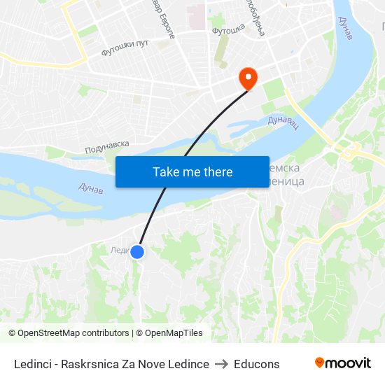 Ledinci - Raskrsnica Za Nove Ledince to Educons map