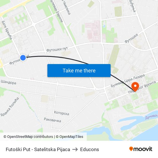 Futoški Put - Satelitska Pijaca to Educons map