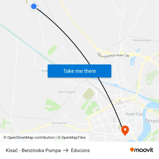 Kisac - Gas Station to Educons map