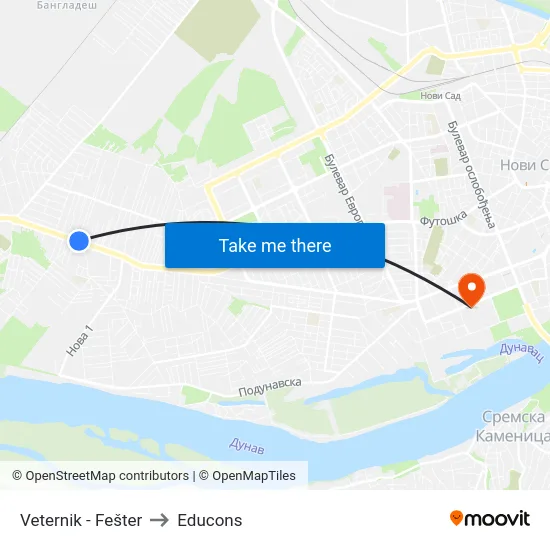 Veternik - Fešter to Educons map